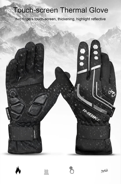 INBIKE Winter Cycling Gloves for Men Women Warm Fleece Biking Glove for Riding Bicycle Gloves Waterproof Touchscreen Accessories