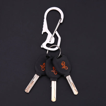Carabiner Keychain Hook Outdoor Stainless Steel Carabiner Cap Lifter Hex Driver Bottle Opener Keychain Ring Climbing Accessorie