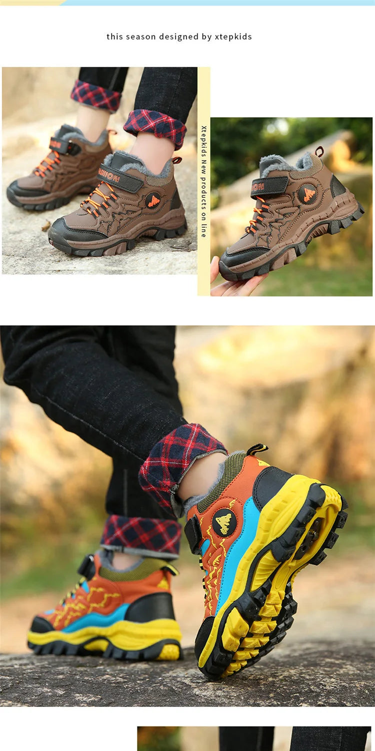 New Classic Snow Boot Boy Wear Resisting Outdoor Sports Hiking Shoes Climbing Shoes Anti Skid Claw Footwear Children Sneakers