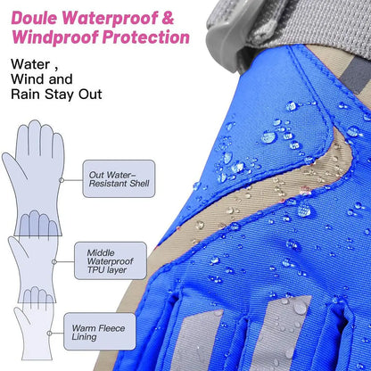 Winter Kids Snowboard Ski Gloves Nylon Non-slip Children Boys Girls Waterproof Cycling Thermal Fleece Warm Snow Gloves