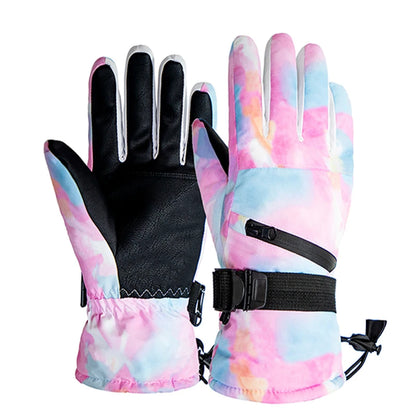 Winter Snowboard Ski Gloves PU Leather Non-slip Touch Screen Waterproof Motorcycle Cycling Fleece Warm Snow Gloves Unisex