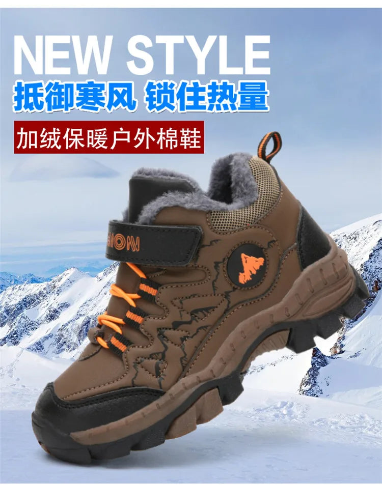 New Classic Snow Boot Boy Wear Resisting Outdoor Sports Hiking Shoes Climbing Shoes Anti Skid Claw Footwear Children Sneakers