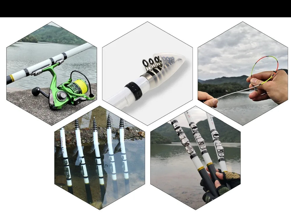 Telescopic Rock Fishing Rod Spinning Fly Carp Feeder Carbon Fiber Pesca 3M 2.7M 2.4M 2.1M 1.8M 1.5M Mini Travel Rod  Reel Seat