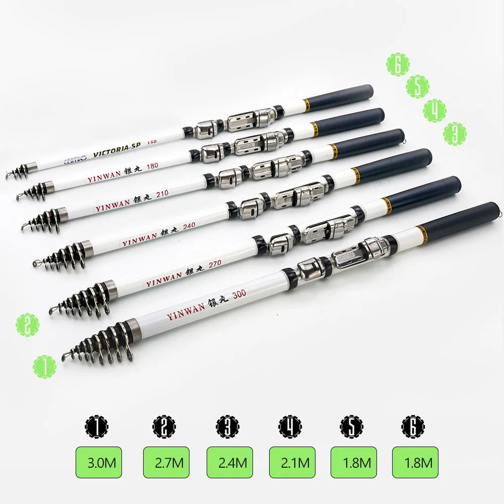 Telescopic Rock Fishing Rod Spinning Fly Carp Feeder Carbon Fiber Pesca 3M 2.7M 2.4M 2.1M 1.8M 1.5M Mini Travel Rod  Reel Seat
