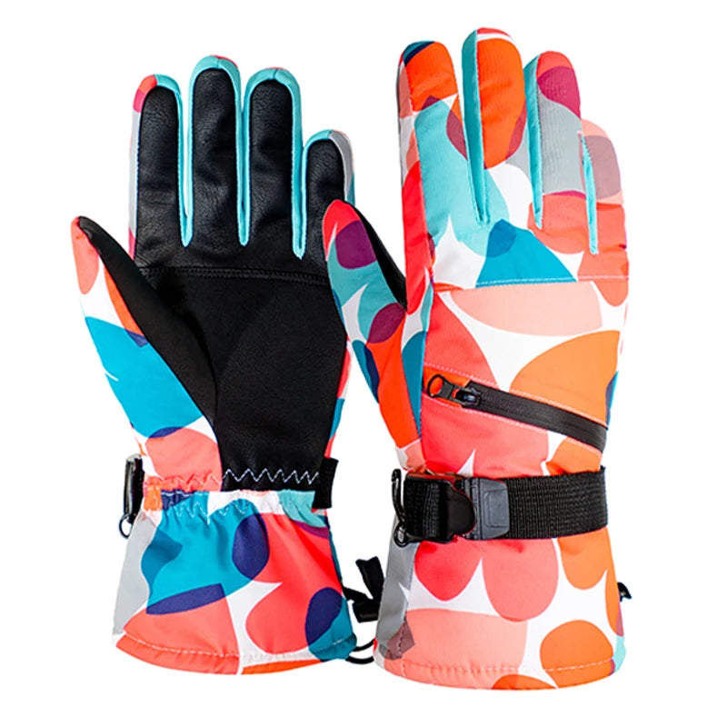 Winter Snowboard Ski Gloves PU Leather Non-slip Touch Screen Waterproof Motorcycle Cycling Fleece Warm Snow Gloves Unisex