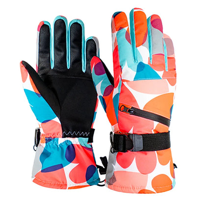 Winter Snowboard Ski Gloves PU Leather Non-slip Touch Screen Waterproof Motorcycle Cycling Fleece Warm Snow Gloves Unisex