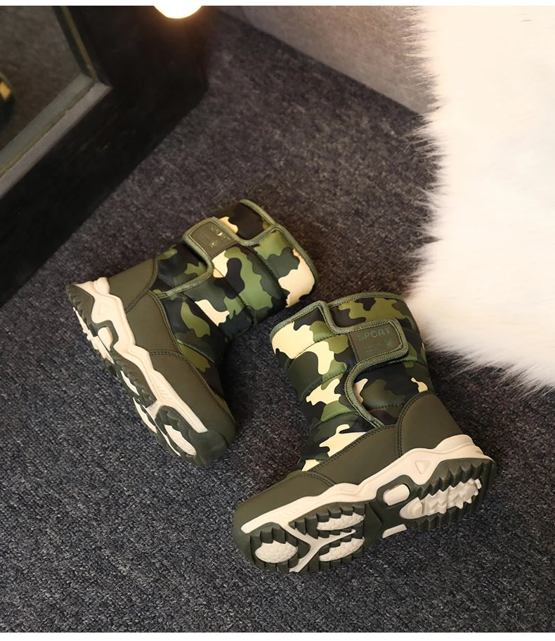 Baasploa Children Snow Boots Winter Plush Warm Ankle Boots For Boys Girls New Fashion Waterproof Cotton Shoes Non-Slip Outdoor