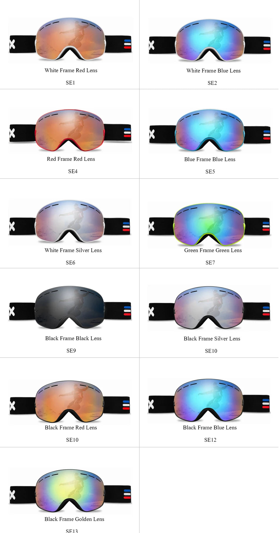 ELAX BRAND NEW Double Layers Anti-Fog Ski Goggles Snow Snowboard Glasses Snowmobile Eyewear Outdoor Sport Googles
