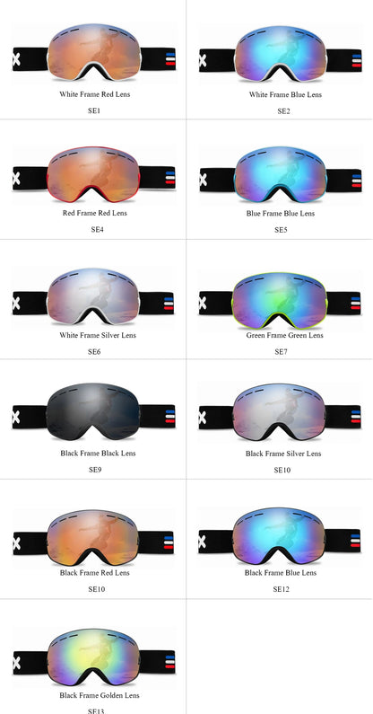 ELAX BRAND NEW Double Layers Anti-Fog Ski Goggles Snow Snowboard Glasses Snowmobile Eyewear Outdoor Sport Googles