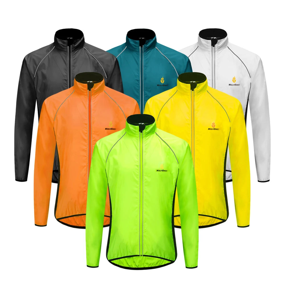 WOSAWE Men Windproof Waterproof Reflective Cycling Jacket MTB Bicycle Long Sleeve Windbreaker Sleeveless Vest Bike Coat Jersey