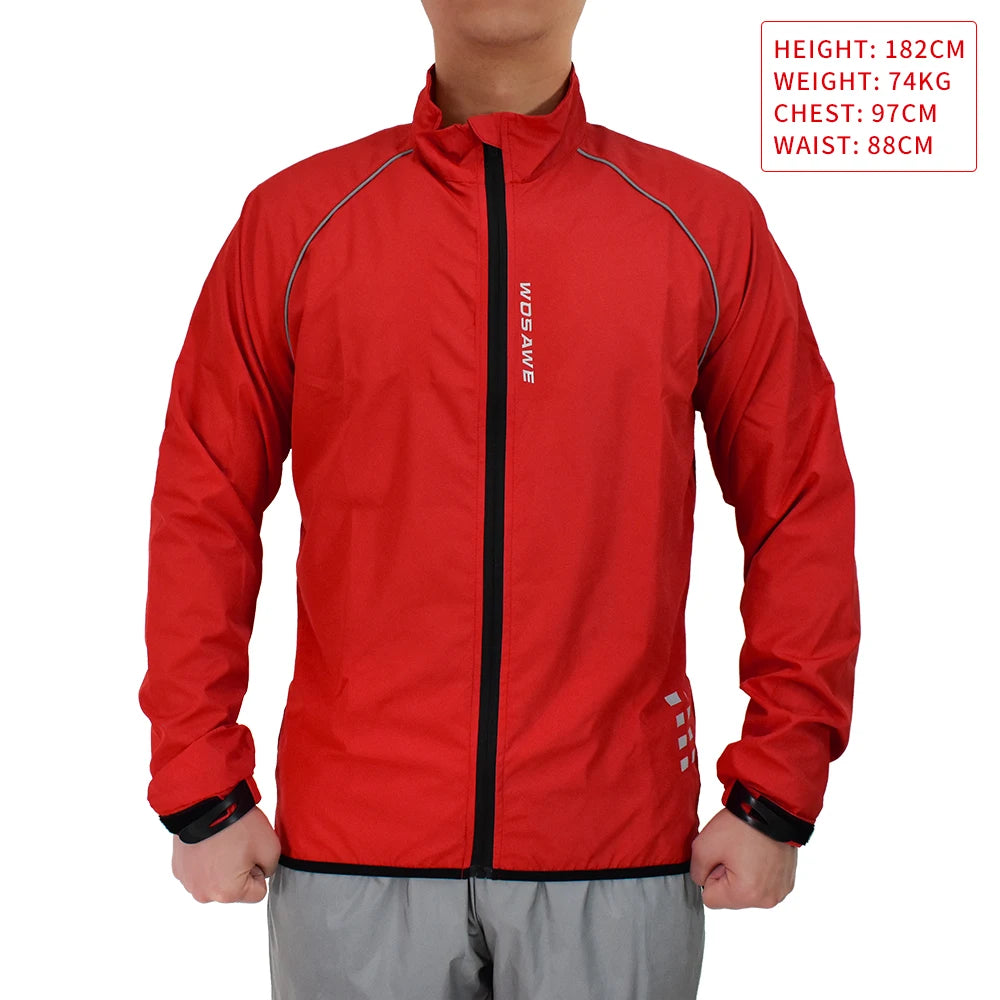 WOSAWE Men Windproof Waterproof Reflective Cycling Jacket MTB Bicycle Long Sleeve Windbreaker Sleeveless Vest Bike Coat Jersey