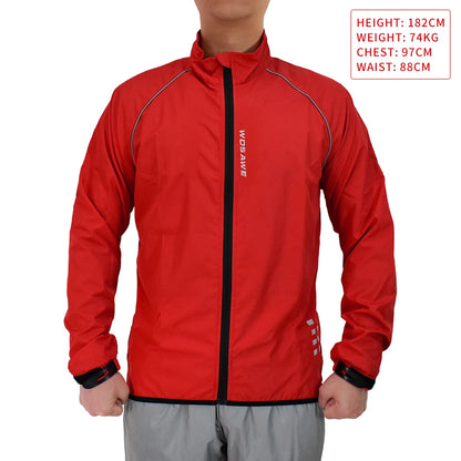 WOSAWE Men Windproof Waterproof Reflective Cycling Jacket MTB Bicycle Long Sleeve Windbreaker Sleeveless Vest Bike Coat Jersey