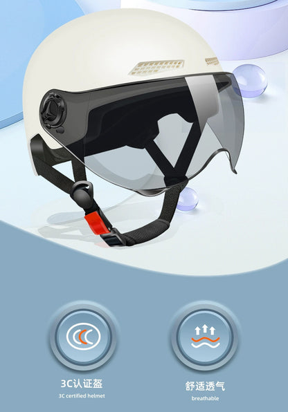 Bicycle Safety Helmet 3C Certified Men's and Women's Adult Children Cartoon Electric Bicycle Motorcycle Half Helmet with Goggles
