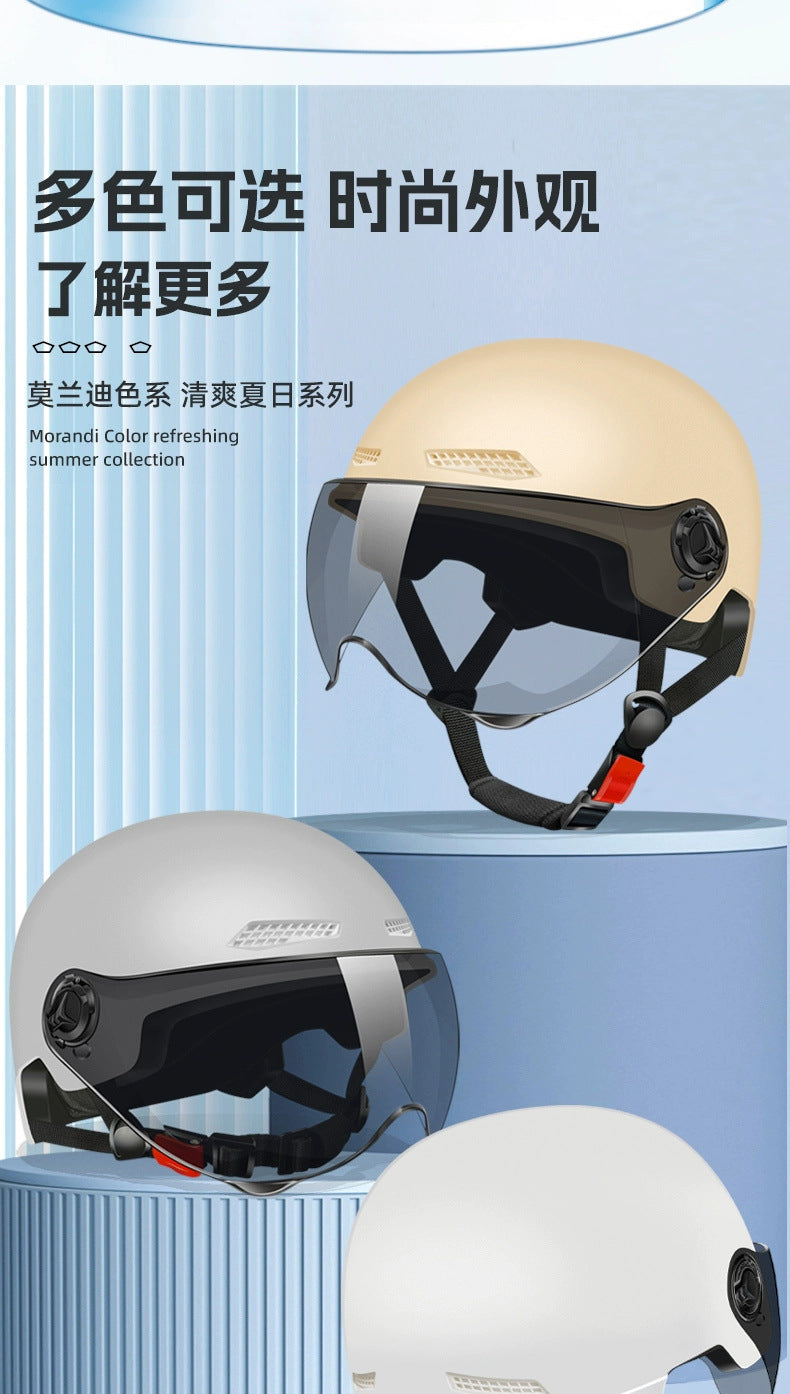 Bicycle Safety Helmet 3C Certified Men's and Women's Adult Children Cartoon Electric Bicycle Motorcycle Half Helmet with Goggles