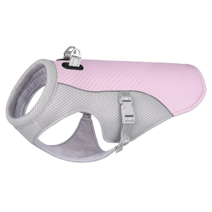 Pink and gray dog harness