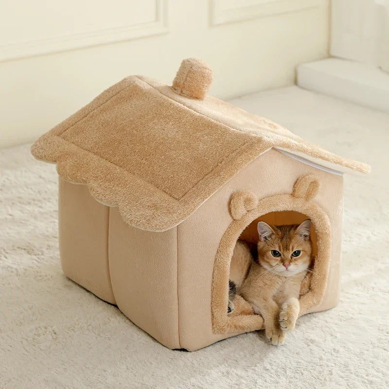 Portable cozy cat cave bed