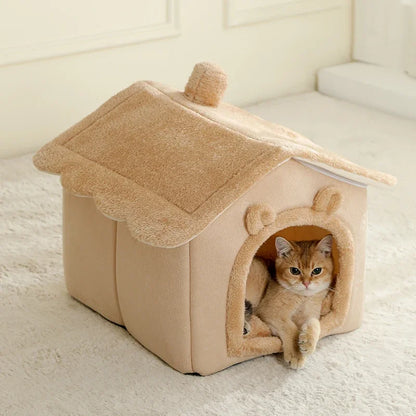 Portable cozy cat cave bed