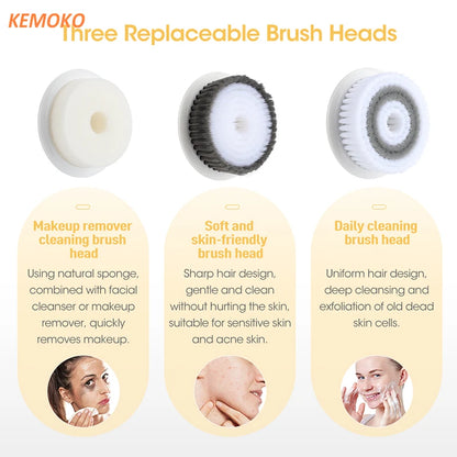 3 IN 1 Ultrasonic Facial Cleaner Pore Face Electric Face Cleansing Brush Skin Care Massager Blackhead Remover Facial Clean Brush
