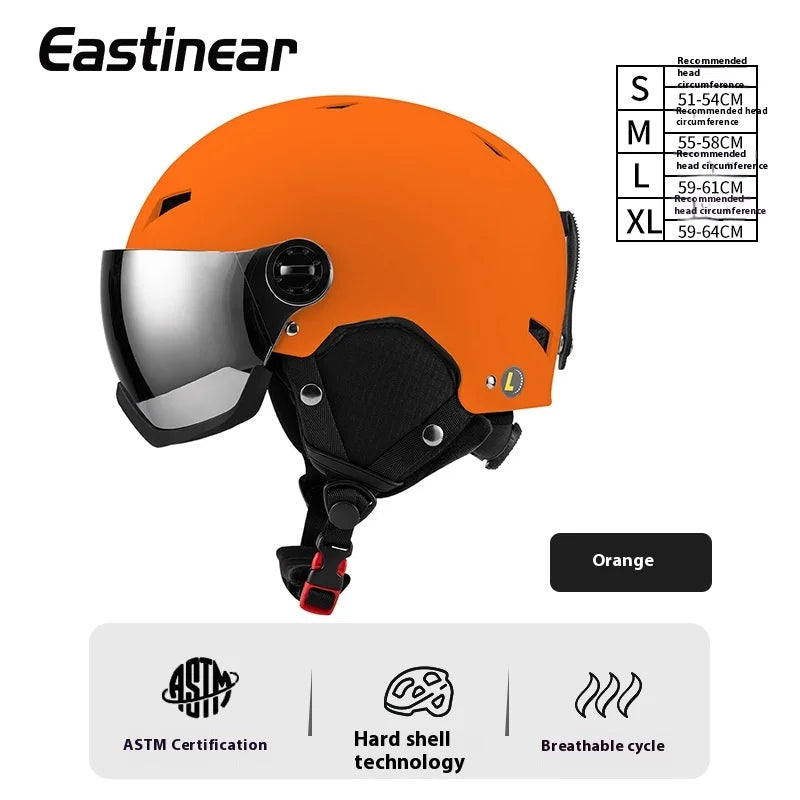 New Adult Protective Ski Helmet, Outdoor Sports Anti Fall Snow Helmet With Snow Goggles Single And Double Board Warm Ski Helmet