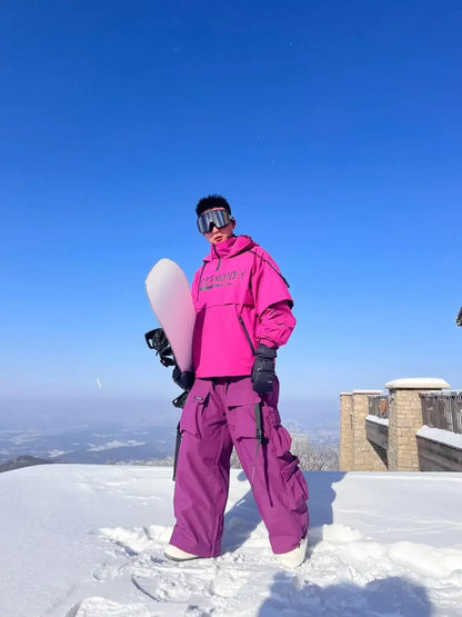 Warm Thickened Ski Pants for Women and Men Violet Skiing Trousers Waterproof American Style Snowboarding Pants