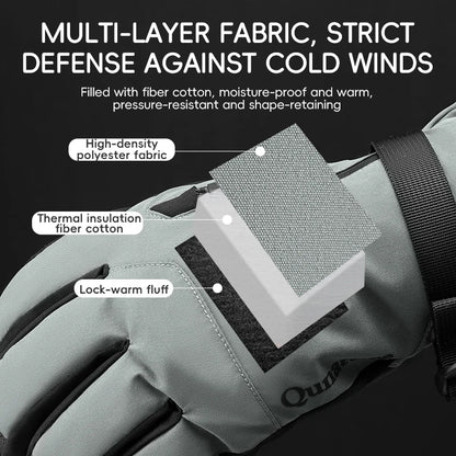 Qunature Ski Gloves Touchscreen Waterproof Keep Warm Ski Gloves Extended Wrist Palm anti-slip PU Snowboard Gloves Windproof