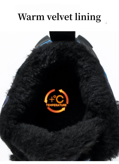 Winter Fur Hiking Shoes Kids Non-slip Claw Sports Shoes Outdoor Warm Velvet Snow Boots Children High Top Platform Sneakers Boys