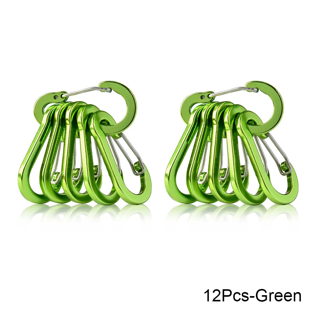 6/12pcs Outdoor Camping Multi Tool Mountaineering Buckle Steel Small Carabiner Clips Fishing Climbing Acessories Dropshipping