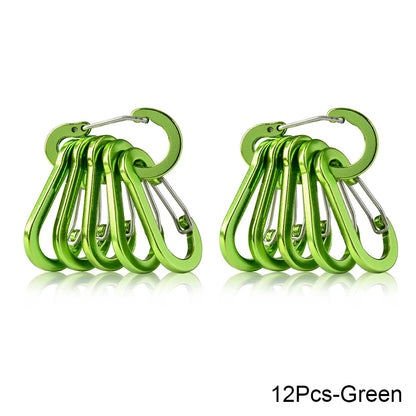 6/12pcs Outdoor Camping Multi Tool Mountaineering Buckle Steel Small Carabiner Clips Fishing Climbing Acessories Dropshipping