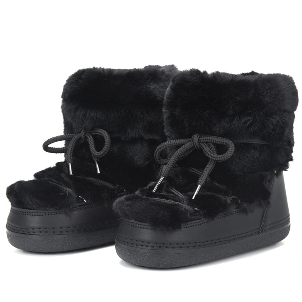 Fluffy Fur Boots 2025 Winter Fashion Sexy Faux Fox Fur Snow Boots Ladies Furry Warm Cotton Boots Female Outdoor Ski Boots