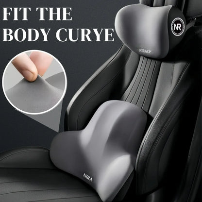 Car Neck Pillow Memory Foam Protective Lumbar Support Backrest Relieves Pressure Breathable Car Headrest Pillow Car Assesories