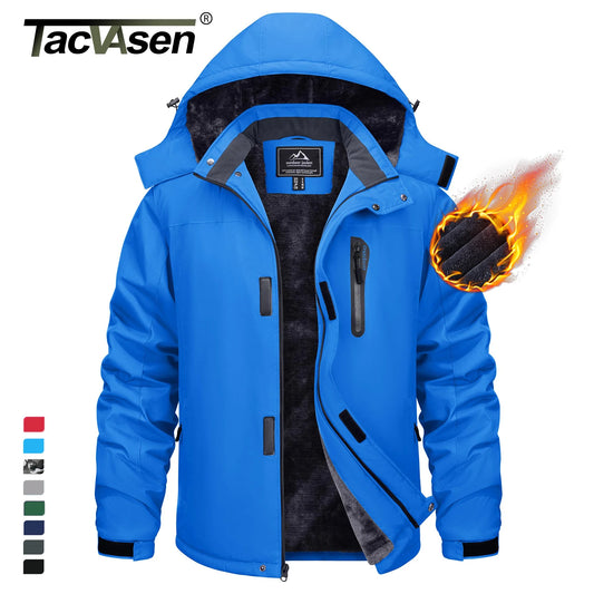 TACVASEN Winter Thicken Ski Snowboard Jacket Mens Fleece Waterproof Hiking Jackets Outdoor Mountain Trekking Windbreaker Parka