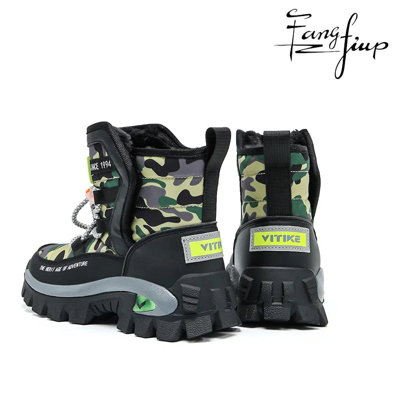 JMFCHI Kids Snow Boots Boys Hiking boots for Kids Waterproof Winter Snow Boots for Girls Warm Fur Lined Slip Resistant Outdoor