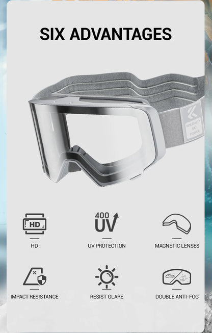Kapvoe Photochromic Snow Goggles Men Ski Goggles Snowboard Anti-Fog Mask for Women UV400 Protection Glasses Snowmobile Winter