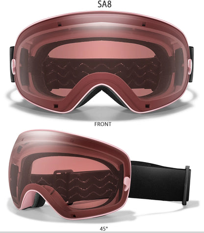 Anti-Fog SKI Goggles Snowboard Goggles UV400 with Night Vison Lens Men Women Teen Best Gift for Christmas and New Year