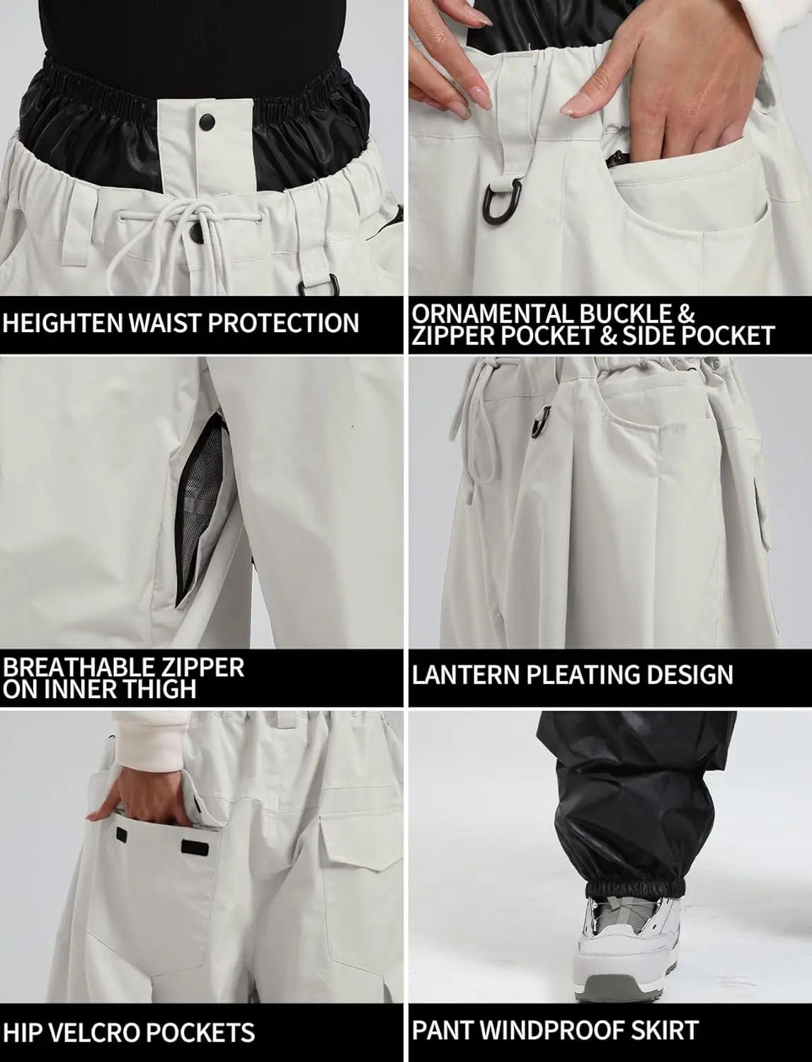 GSOU SNOW Plus Size Winter Ski Trousers Super Baggy Men Snowboard Clothes Women Snow Pants Outdoor Sports Winterproof Breathable