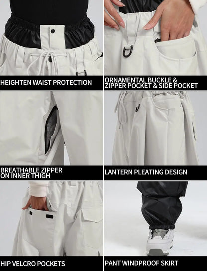 GSOU SNOW Plus Size Winter Ski Trousers Super Baggy Men Snowboard Clothes Women Snow Pants Outdoor Sports Winterproof Breathable