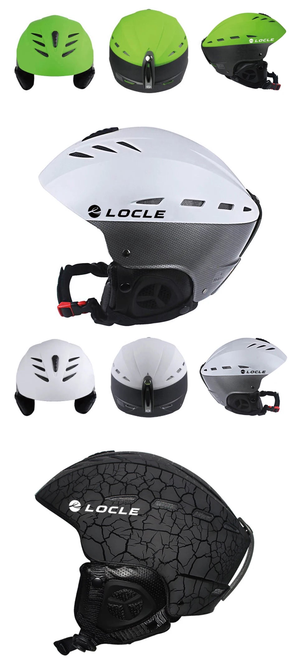 LOCLE Men Skiing Helmet Women Children Boys Girls Ski Helmet Skating Skateboard Snowmobile Motorcycle Helmets Size 52-64cm
