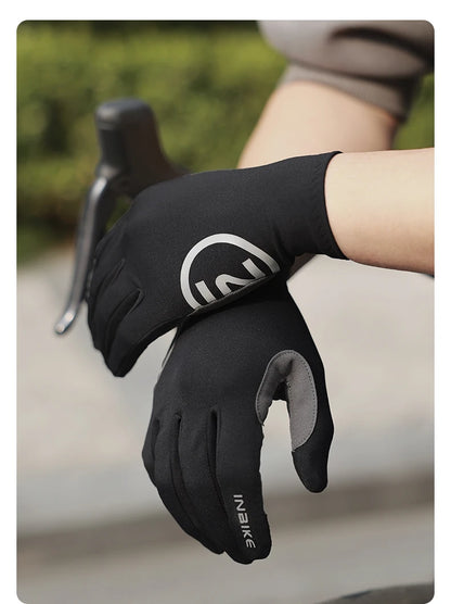 INBIKE 2024 Cycling Gloves Gel Padded for Men Autumn Winter Fleece Road Bike Gloves MTB Full Finger Touchscreen Bike Accessories