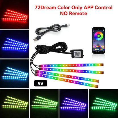 RGB Automotive Atmosphere Decorative Lamp Led Interior Light Strip Car Foot Ambient Lights with USB Cigarette with Remote Voice