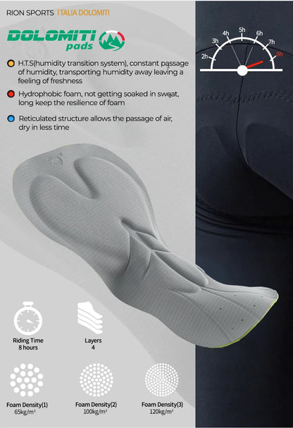 RION Cycling Bib Shorts Men Mountain Bike MTB Padded Tights Bicycle Clothes Pro Male Bibs Dolomiti 8H Long Distance Road Riding