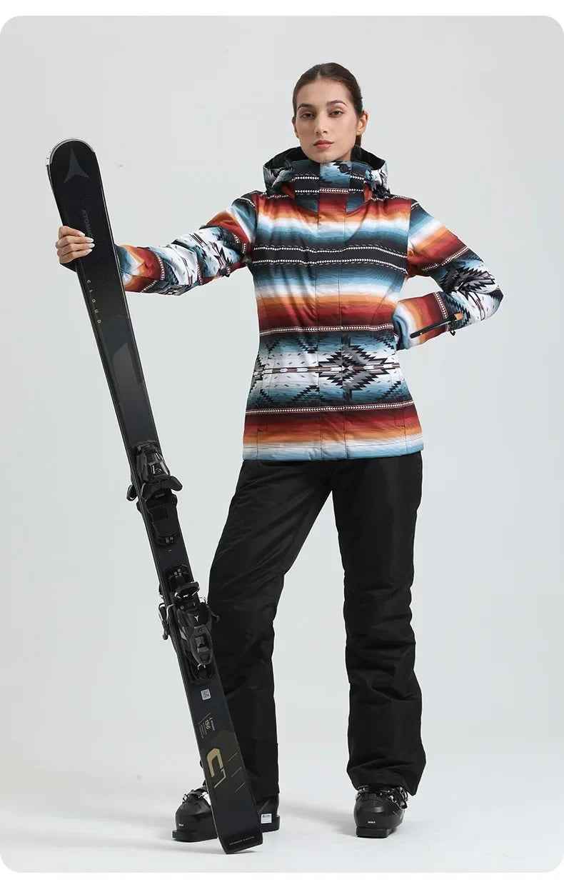 Skiing Hoodie Jacket Outdoor Warm Ski Coats Windproof Waterproof Ski Tops Women Sports Snowboard Jacket Winter New Snow Clothing