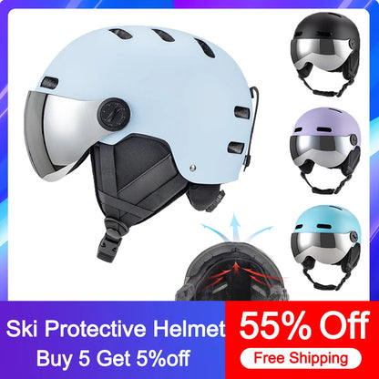 Skiing Helmet Snowboard Helmet With Detachable Glasses Winter Outdoor Sports Ski Helmet Safety Skateboard Skiing Snowboard Snow