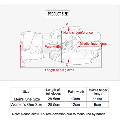 Winter Snowboard Ski Gloves Unisex PU Leather Non-slip Touch Screen Waterproof Motorcycle Cycling Fleece Warm Snow Sports Gloves
