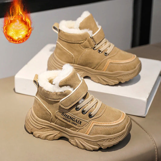 Children's Snow Boots Winter Thikcen Warm Plush Boys Sport Shoes Girls Non-slip Sneakers Student Shoes Kids Outdoor Hiking Boots