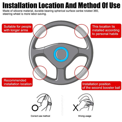 Universal Car Steering Wheel Booster Ball Labor Saving Turning Spinner Knob Bearing Power Handle Holder Automotive Accessories