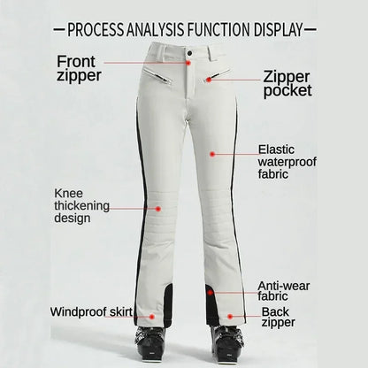 Ladies High Elasticity Skiing Pants Women Slim Winter Trousers 2025 Alpine Sport Ski Pants Outdoor Warm Waterproof Snow Clothes