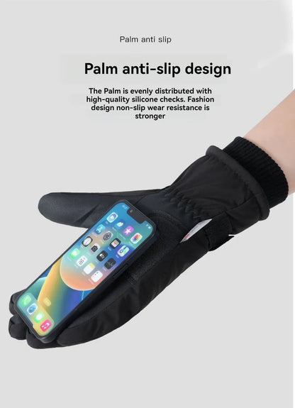 GOBYGO 1Pair Winter Ski Gloves Thickened Cold Non-slip Waterproof Touch Screen Gloves Extended Wrist Riding Ski Gloves Men Women