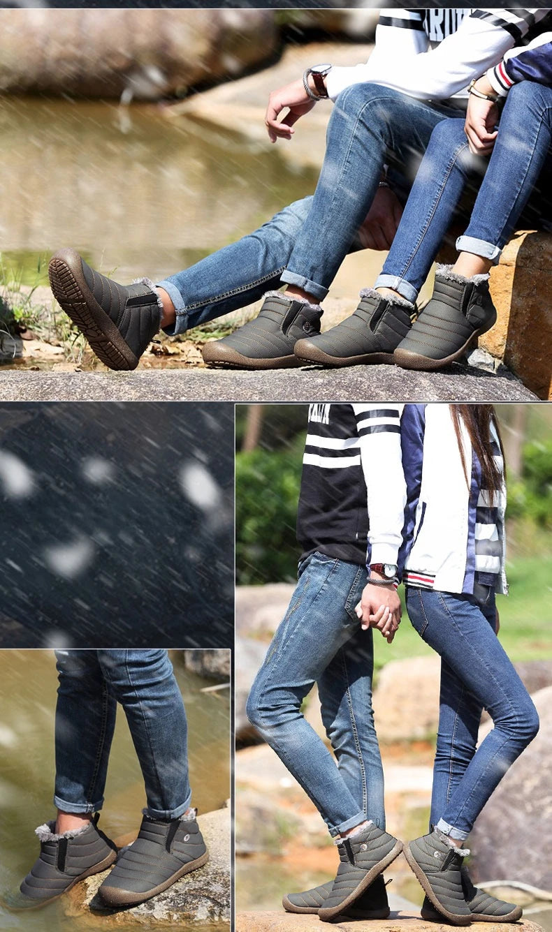 Men Winter Shoes Solid 3 Colors Men's Snow Boots Plush Inside Bottom Keep Warm Waterproof Ski Boots Plus Size 36 - 48