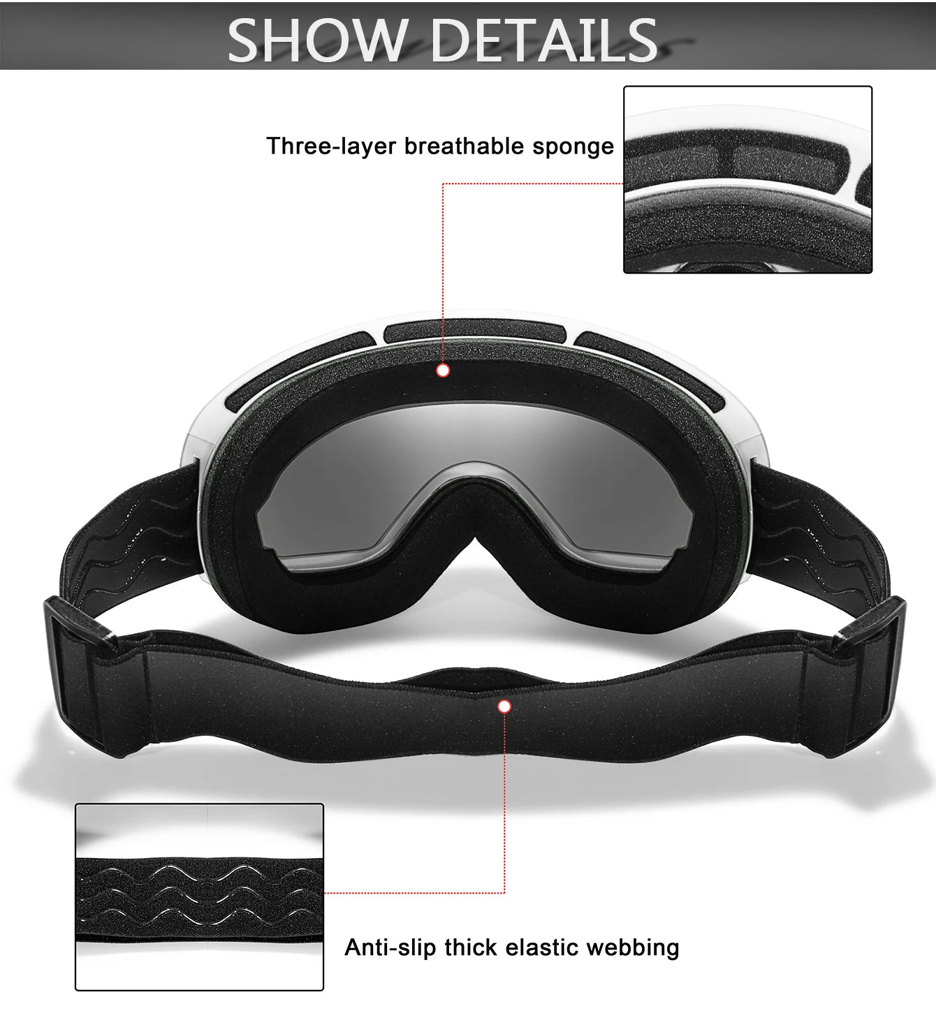 Anti-Fog SKI Goggles Snowboard Goggles UV400 with Night Vison Lens Men Women Teen Best Gift for Christmas and New Year