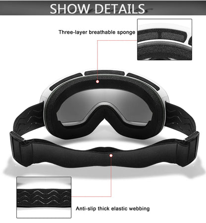 Anti-Fog SKI Goggles Snowboard Goggles UV400 with Night Vison Lens Men Women Teen Best Gift for Christmas and New Year